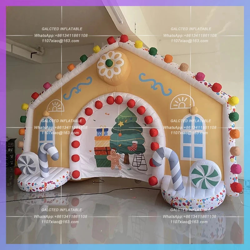 Gingerbread House model Giant inflatable Candy House Arch Christmas festive atmosphere is decorated with luminescent props