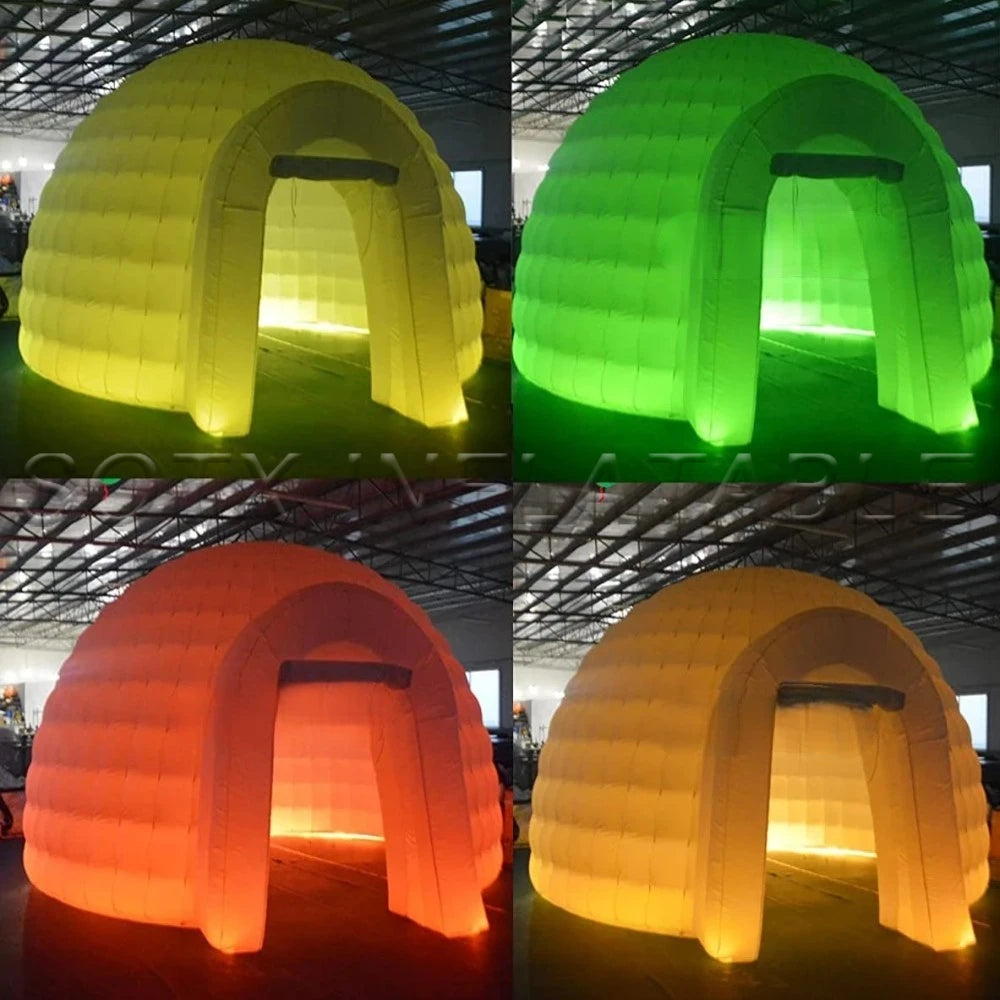 Business Supplies White Large Inflatable Dome Tent With Led Light Igloo Camping Dome Tent for Outdoor Advertising Commercial