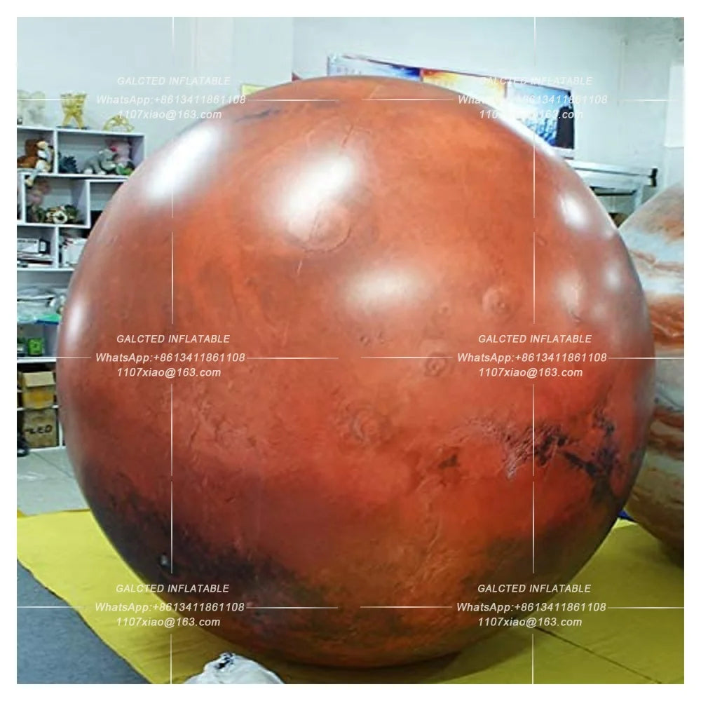 Giant Inflatable Mars Ball With LED Lights PVC airtight Planet Balloon Event Party Show Stage Decoration Advertising Hanging