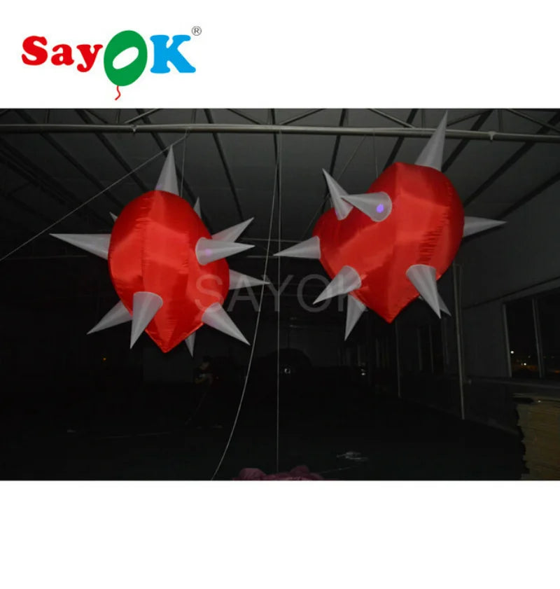 Inflatable Heart with LED Lighting Inflatable Heart Shape Balloon for Valentines' Day Wedding Decoration