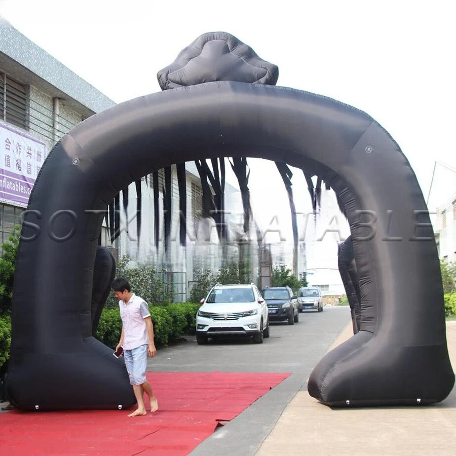 Ornaments Made By Hot Selling Horror Mask Face Black Archway Halloween Inflatable Arch For Courtyard Party Festival