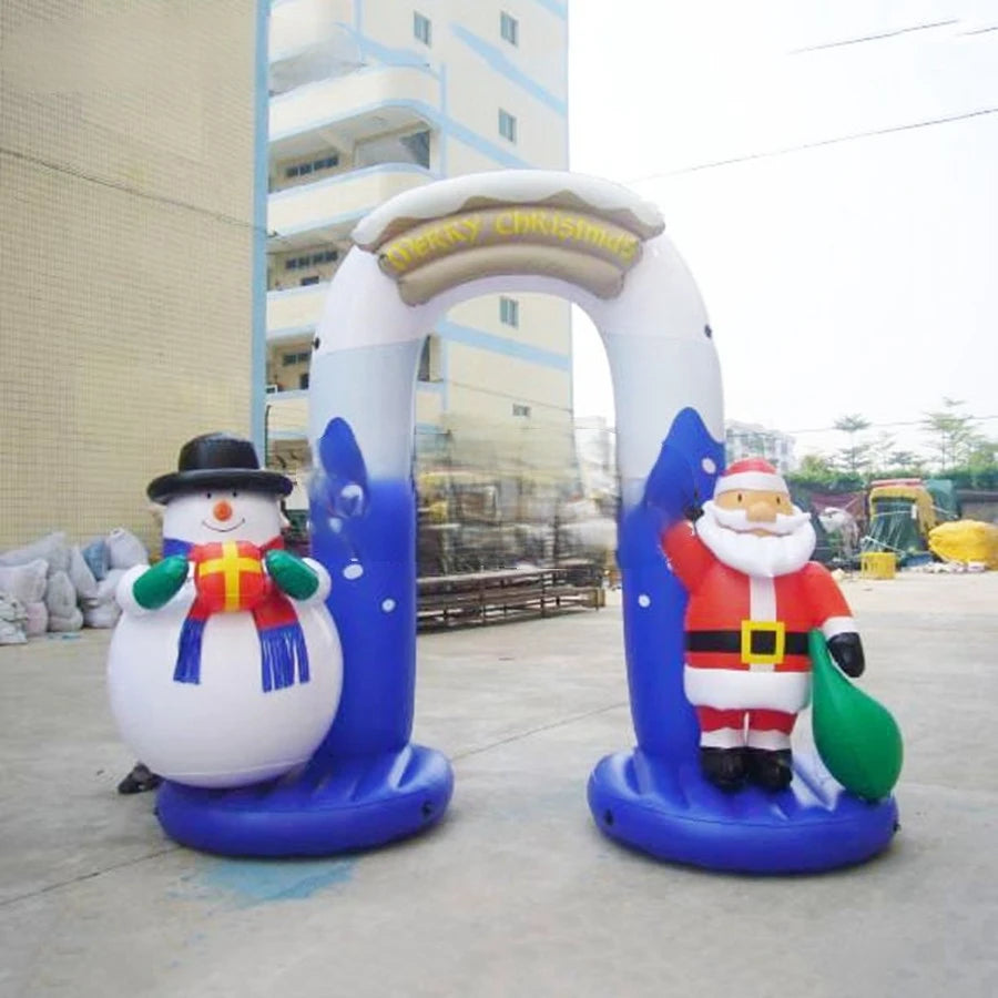 And Home Decoration New Arrival Oxford Fabric Christmas Inflatable Arch Santa Claus And Snowman Hand Gift Archway For Commercial