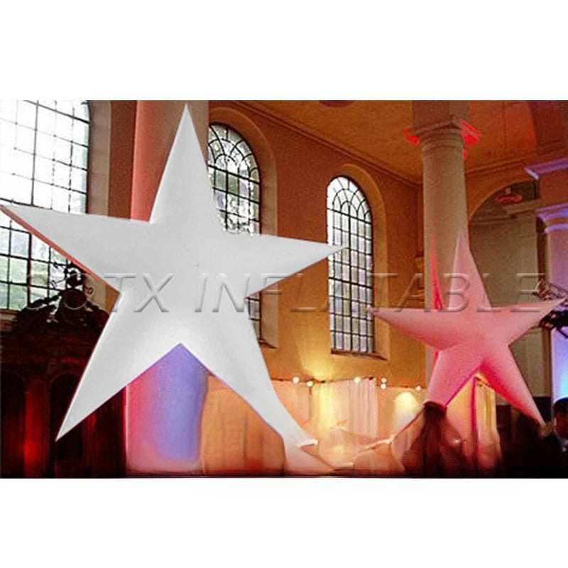 Sparks Music Show Giant Beautiful Five-pointed Inflatable Star Pentagram 2m Diameter with Fan For Jordin