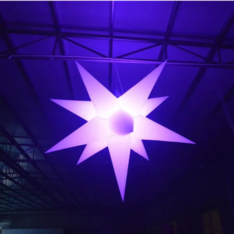 Inflatable Star Hanging Decoration Inflatable LED Star with LED Light Remote Controller for Bar Show Birthday Party Decor