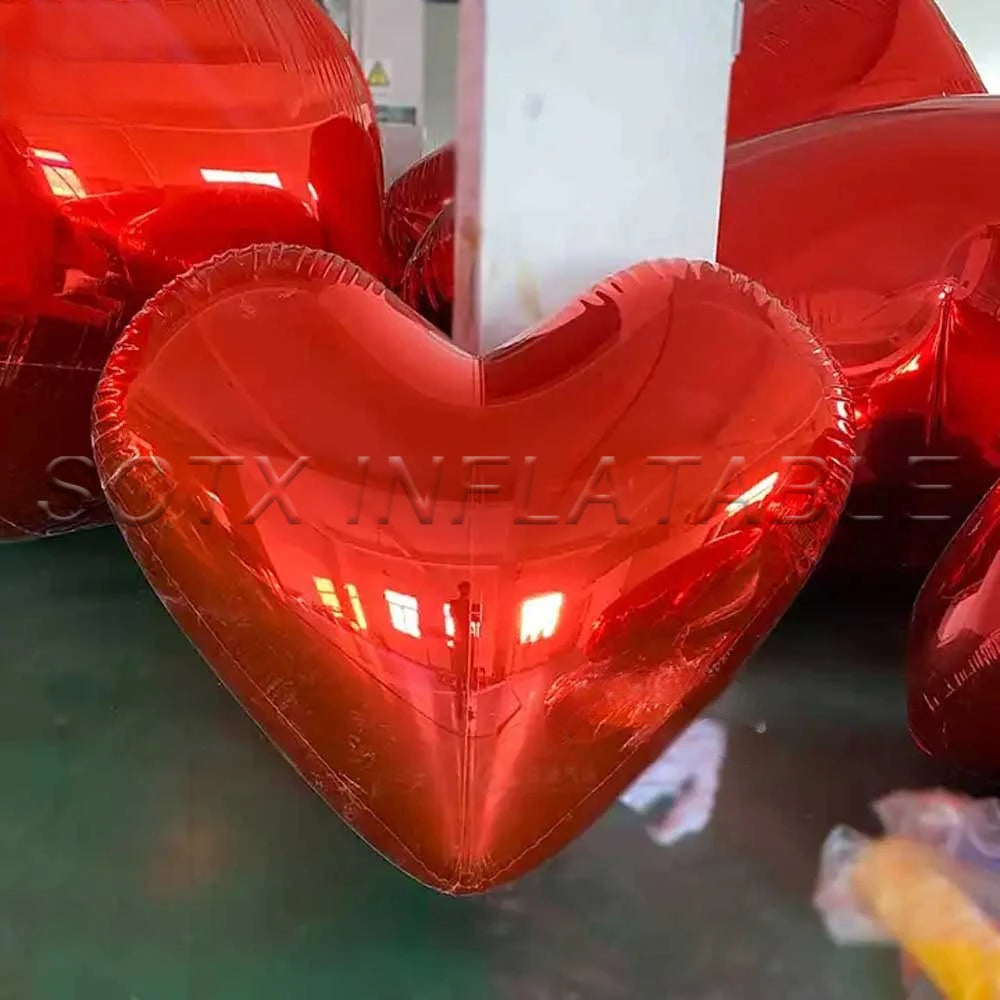 Nightclub Wedding Events Hot Sale Valentine's Day Decoration Inflatable Heart Mirror Reflective Large Heart Balloon For Party