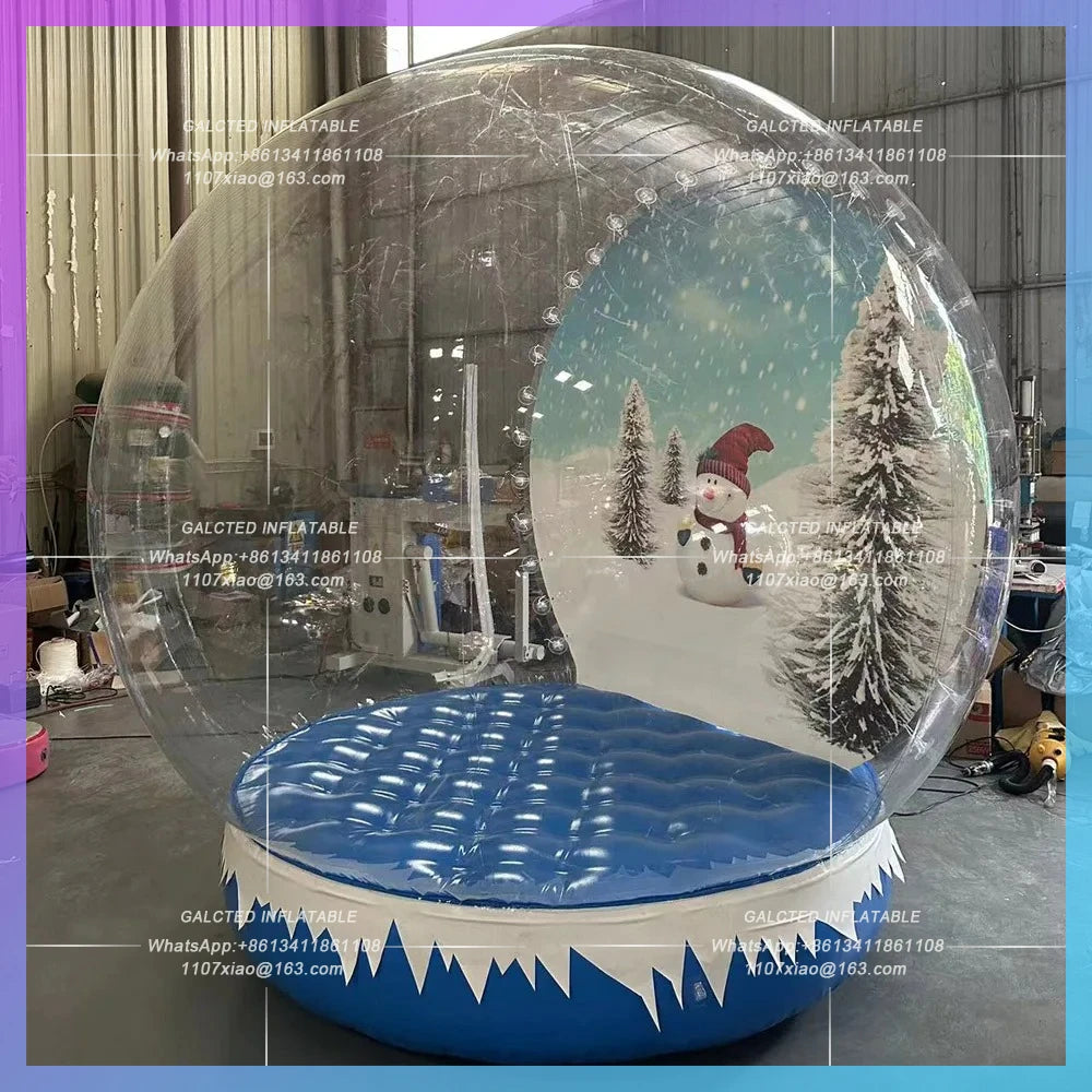 Photo Booth Tent Life Size 3m Giant Inflatable Snow Globe Outdoor Blow Up Inflatable Snow Ball Balloon For Christmas Decoration
