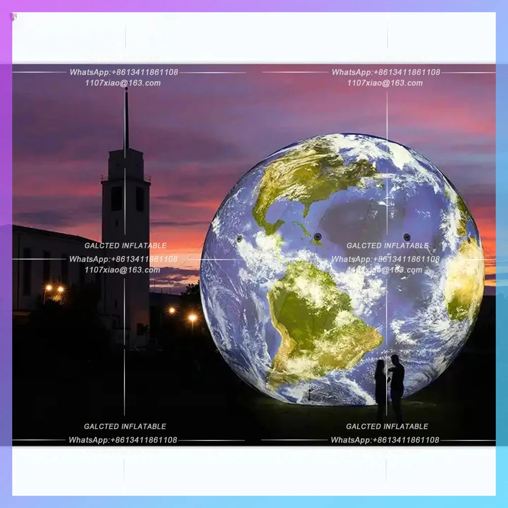 Inflatable Earth Globe Ball Space Theme Party Decoration Big With Led Lamp Hanging Giant Inflatable Planet Balloon