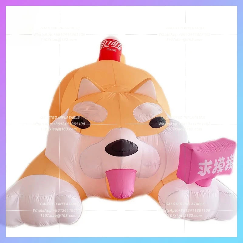children's day photo model Inflatable dog touching of parent-child interaction