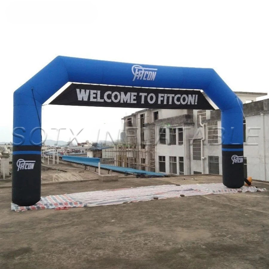 Remove Banner Customized Blue and Black Inflatable Sport Arch Start Finish Line for Racing with