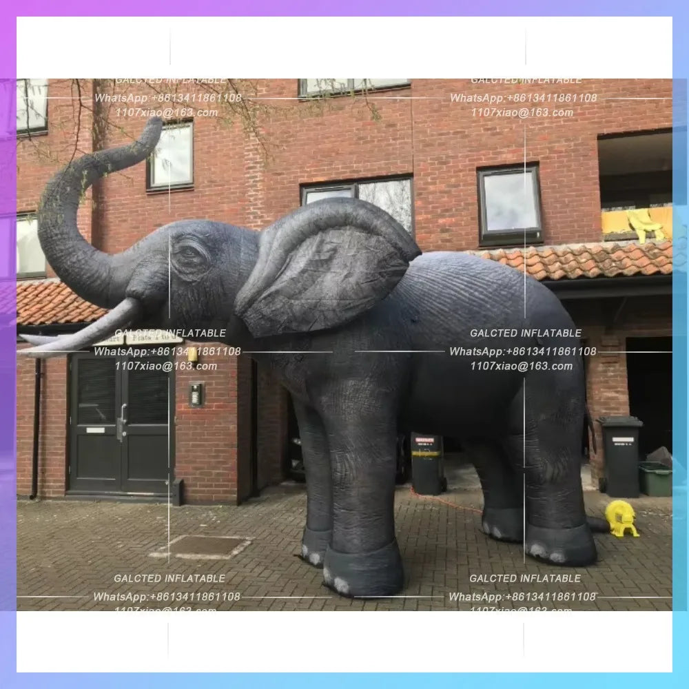 Inflatable Elephant Model Blow Up Cartoon Realistic Grey Giant Animal Figure Mascot for Outdoor Circus Events Advertising