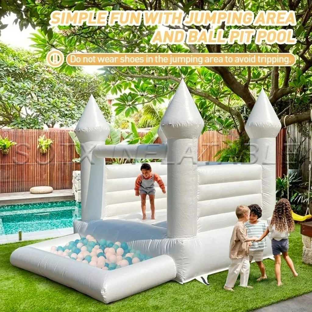 Kids And Tollders Commercial White Wedding Bounce House Inflatable Combo Bouncy Castle With All Pvc For Indoor Outdoor