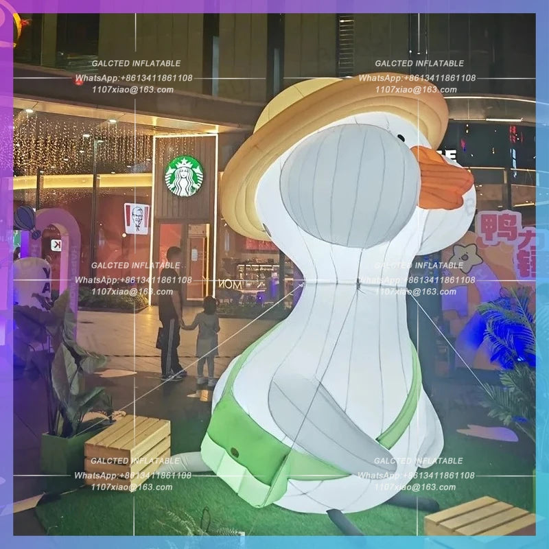 duck doll for food restaurant Giant inflatable white duck cartoon advertising park night decoration
