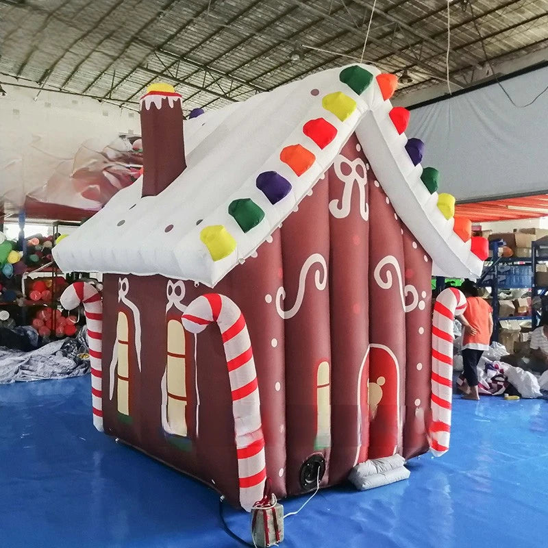 Christmas Customized Inflatable 2.7x2.7x3 Meters Inflatable Blow Up Candy House Xmas Villa For Christmas Party/Outdoor Display