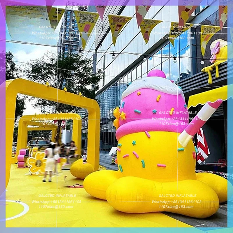 semi-melted state summer beach Inflatable ice cream cone model  music festival stage bar nightclub lighting props