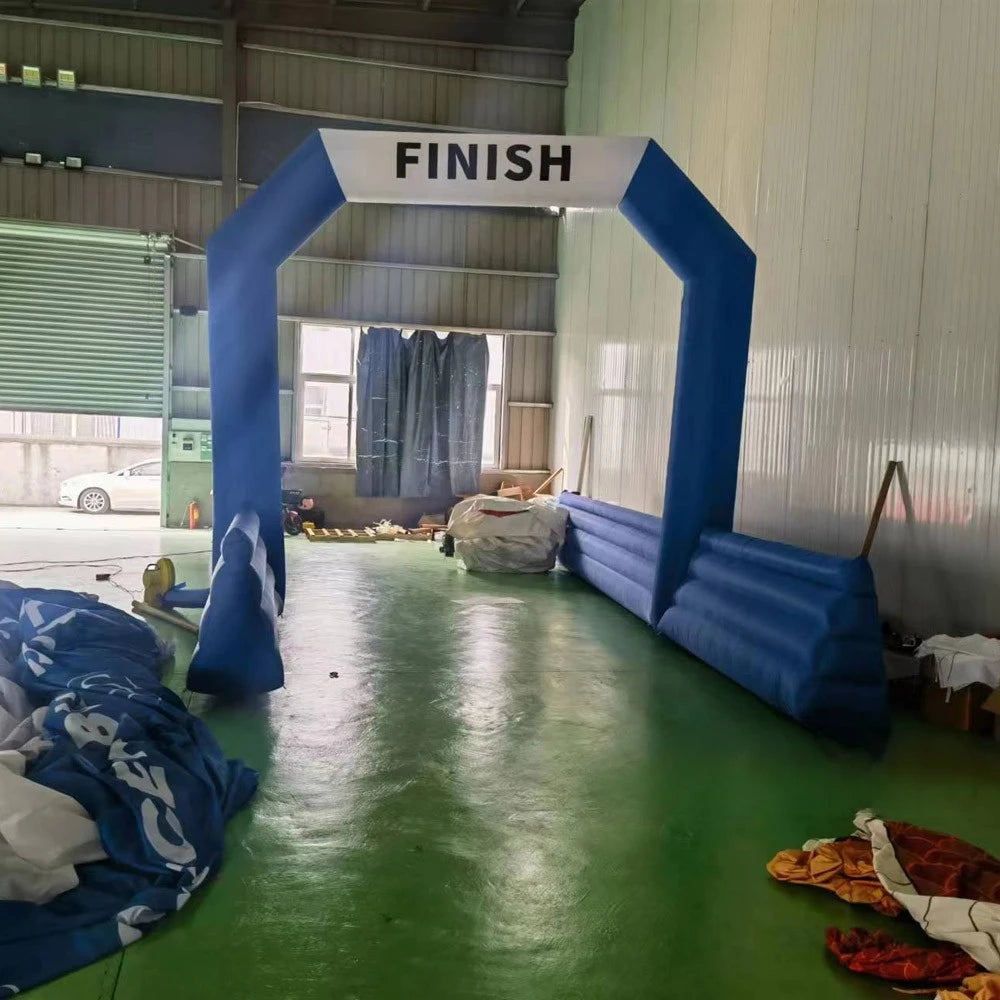 Inflatable Arch Blue Free Standing Inflatable Start Finish Line Arch With Blower Outdoor Archway For Sports Racing Advertising
