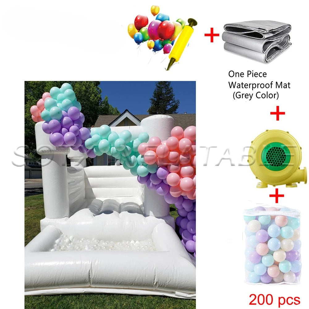 Moonwalk Party Wholesale Kids Air Bounce Jumping pink Inflatable Wedding Castle White Bounce House With Ball Pit For audits