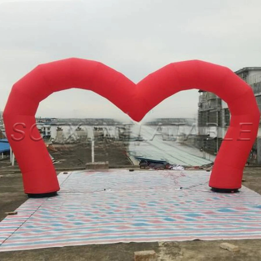 Valentine's Day decoration Free standing inflatable heart shaped arch with 2 pcs 63cm diameter bases and fans for wedding/