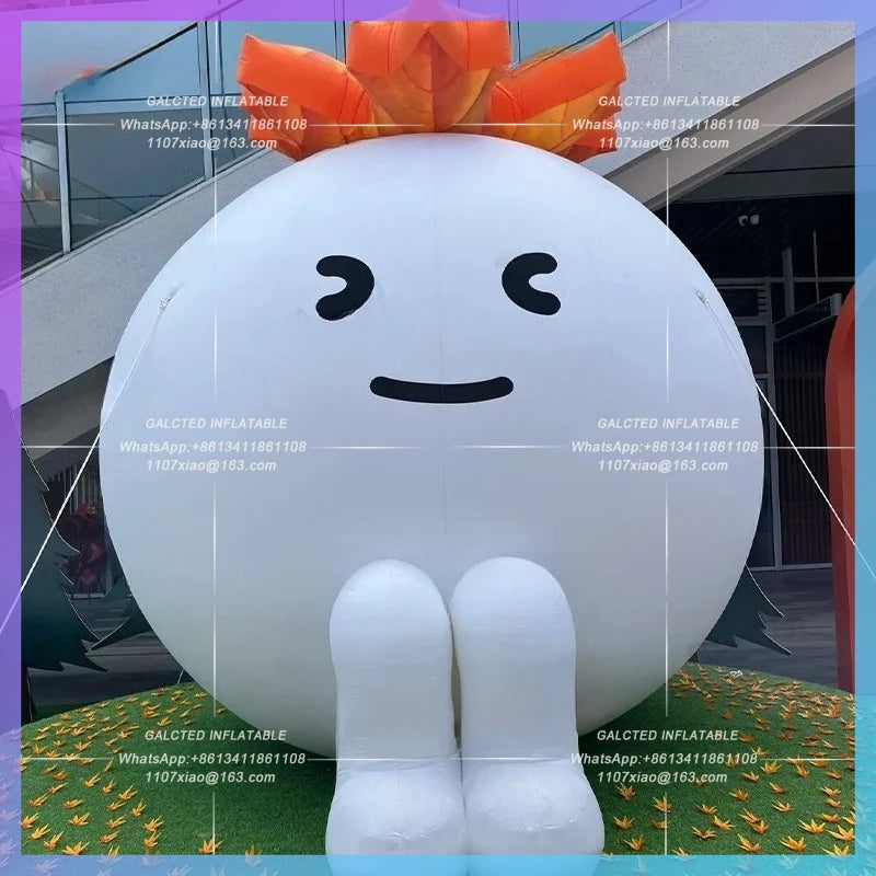 white cartoon dolls Sitting cute inflatable maple leaf doll for concert decoration square advertising