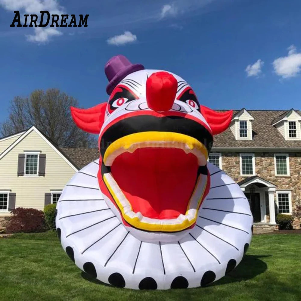 Personalized 17ft Tall Outdoor Giant Inflatable Halloween Clown Mask Blood Head With LED Lights For Sale