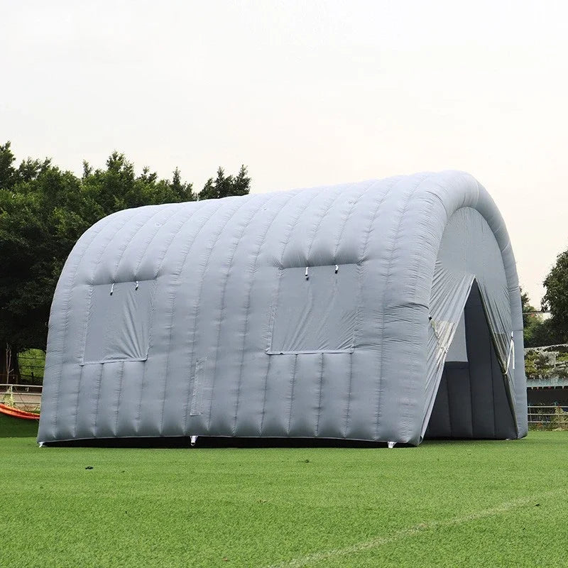 Inflatable Tunnel 6X4.6X4.1M Grey Tent With Windows &Curtains Arched Shelter Archway Entrance For Exhibition Advertising Events
