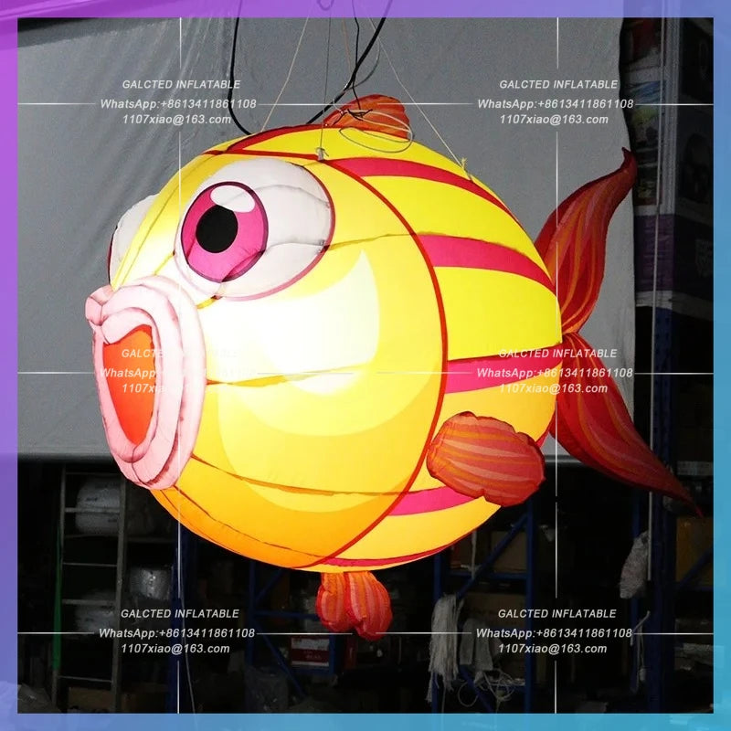 Inflatable Lovely Cartoon Fish Balloon With Lighting Inflatable Hanging 2 Meters Length  For Children/Party Decoration - Toys