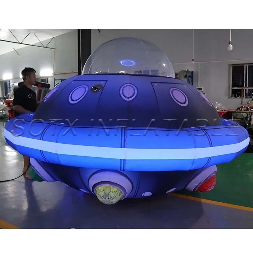 Not Helium Type Air Shipping To Door Giant Inflatable Ufo Balloon Light Up Inflatable Flying Saucer With Blower For Advertising