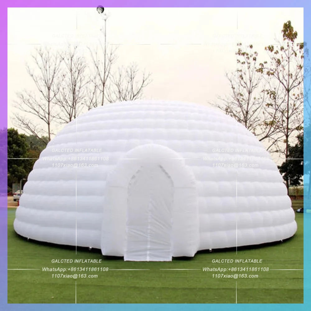 Inflatable Dome Tent With Led 10m 80persons Striking Oxford Outdoor Strips Disco Igloo Party Wedding House Air Marquee For Event