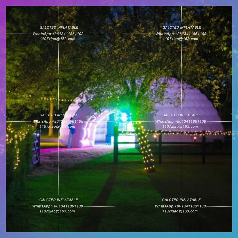 Inflatable Dome Tent With Led 10m 80persons Striking Oxford Outdoor Strips Disco Igloo Party Wedding House Air Marquee For Event
