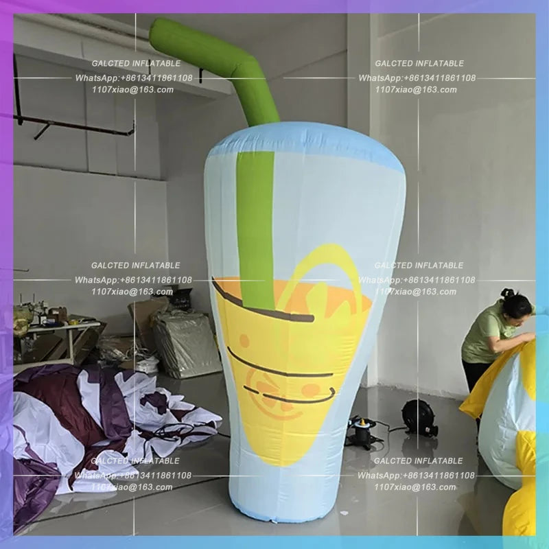 Lemonade Bottle Cup model Inflatable Cartoon  Cool Summer Soda Festival Bazaar Beach Concert Mall Holiday Lighting Decoration