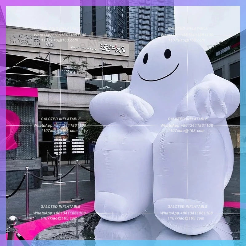 inflatable cartoon man white Factory customize design led light doll for art decoration