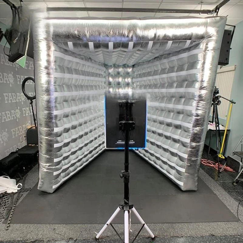 Wedding Event Decor Inflatable V Shape Photo Booth Tent LED Inflatable Photo Booth Backdrop with Air Blower for Party