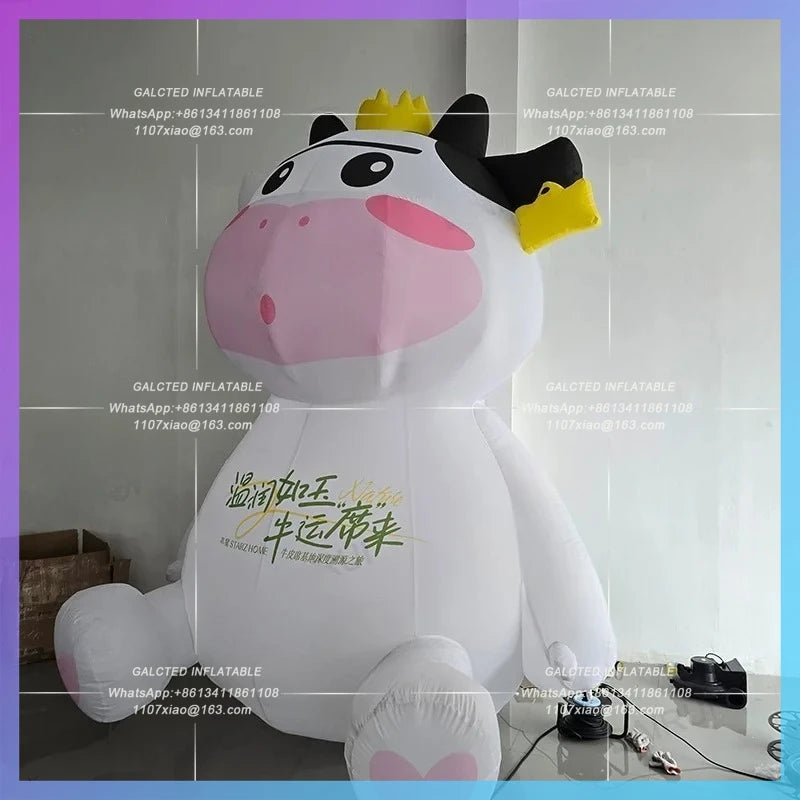 inflatable cow giant customize oxford Mall advertising decoration white waterproof material cartoon animal cattle