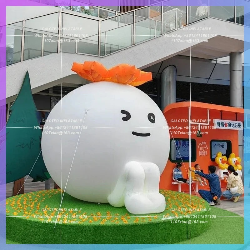 white cartoon dolls Sitting cute inflatable maple leaf doll for concert decoration square advertising