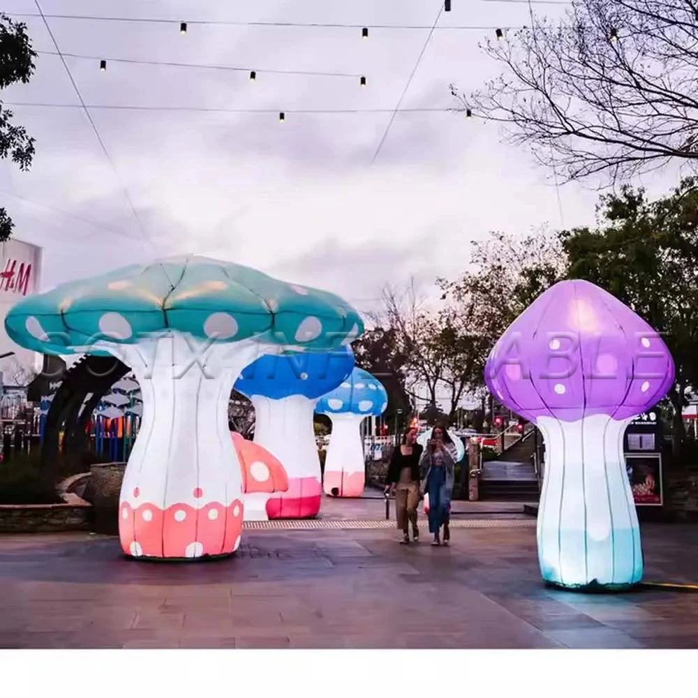 Themed Activities Vivid Giant Inflatable Mushroom With Led Lights Party Supply Led Flowers Decoration For Alice In Wonderland
