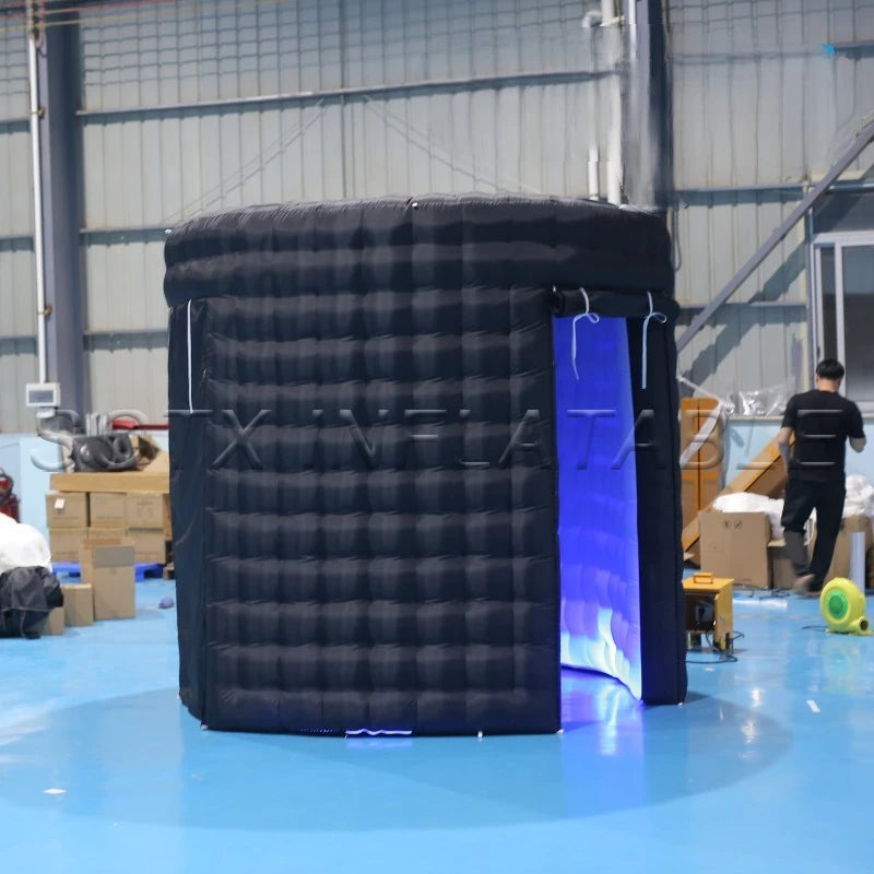 Anniversary Birthday Round Inflatable Photo Booth Enclosure Portable Inflatable Photobooth Backdrop for Party Wedding