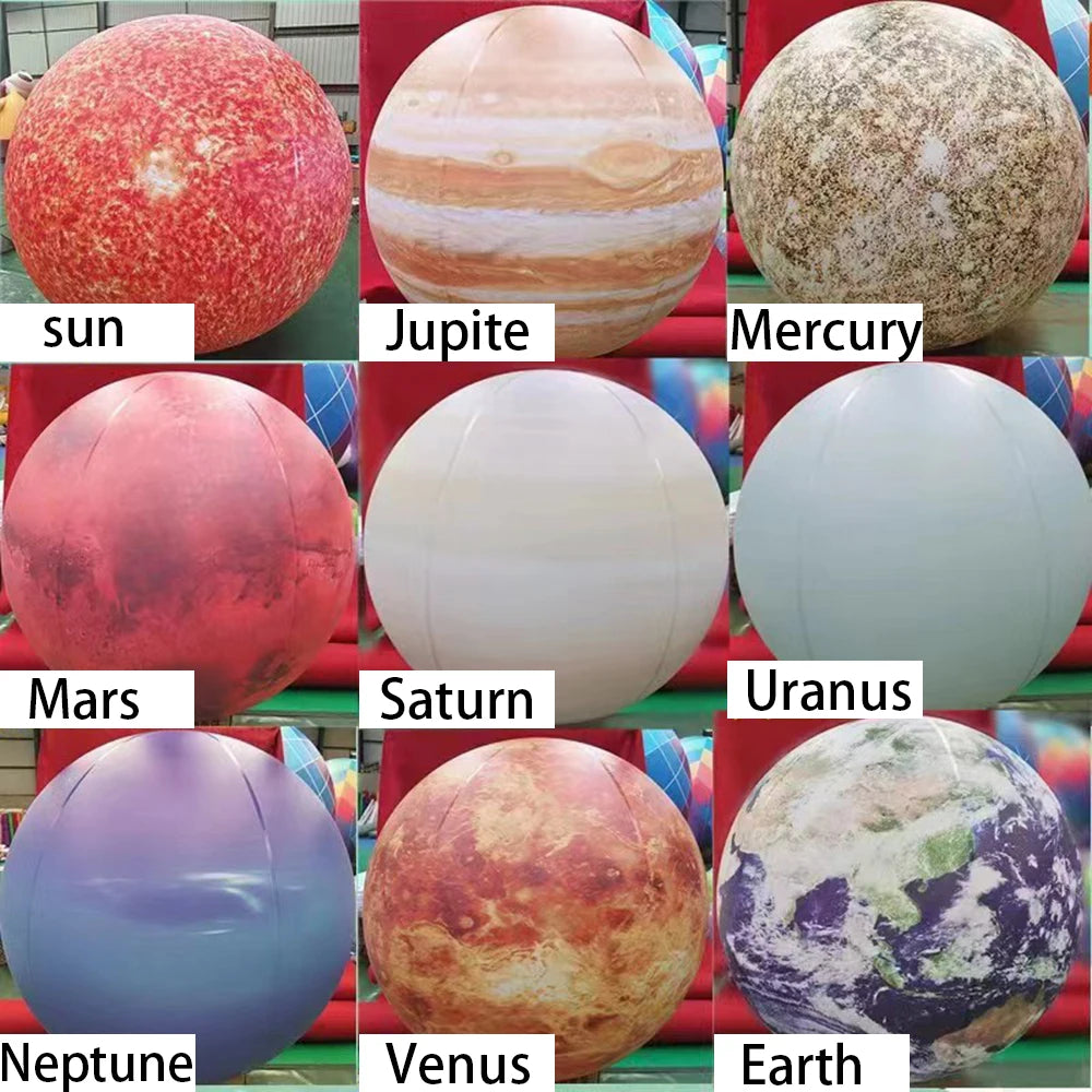 Oxford PVC Giant Inflatable Planets Balloons with LED Mars Saturn Jupiter Sun for Event Decoration