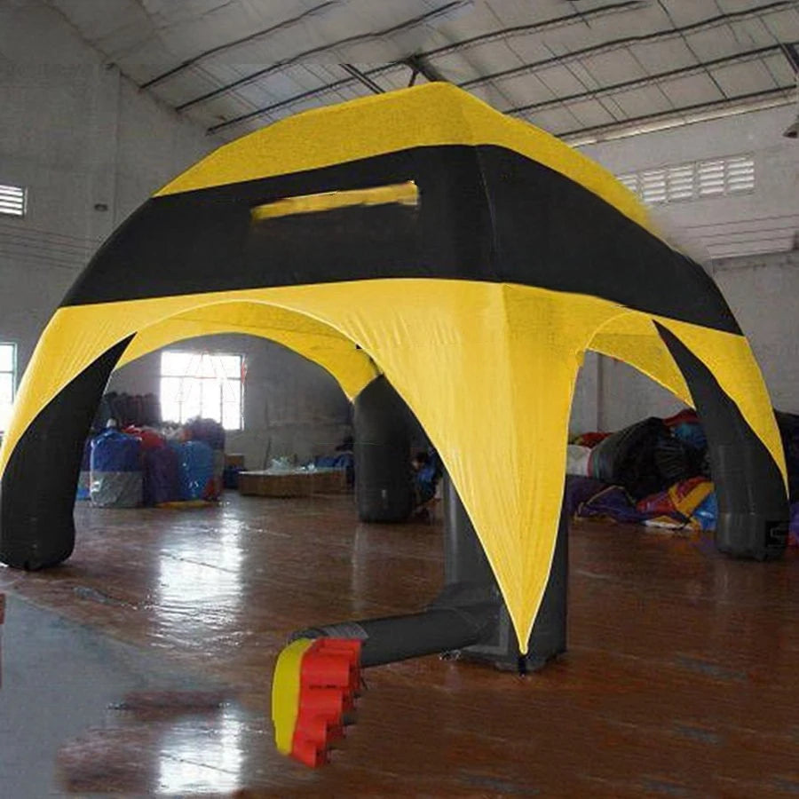 Advertising Promotion Event 6m Diameter Yellow Cover Cloth With 4 Black Legs Inflatable Spider Tent For Outdoor