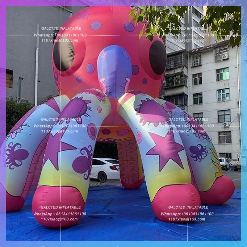 creative graffiti IP Inflatable cartoon Pink Octopus Arch model Theme Park Mall Bar drainage decoration
