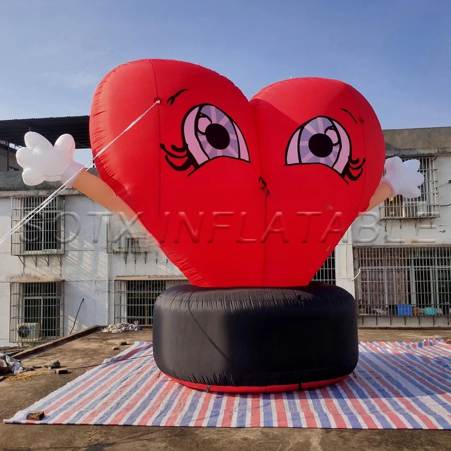 Event Decoration Inflatable Heart Shape Model Balloons with Free Air Blower for Valentine's Day