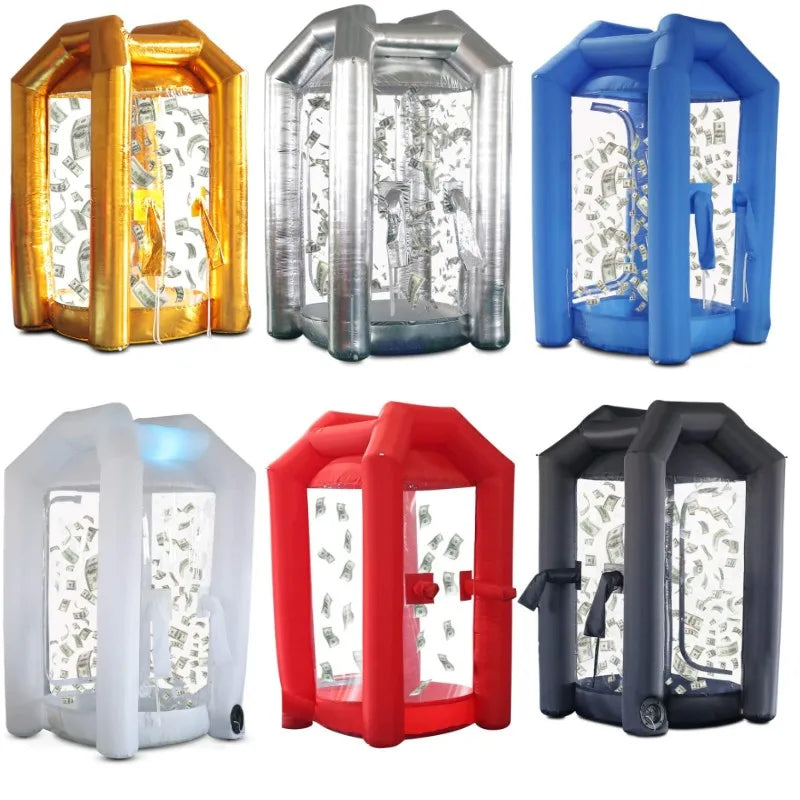 Promotion Events Inflatable Cash Box 1.5x2.5m Inflatable Money Cash Box Quick Inflated Money Grabber Catch Pavilion for