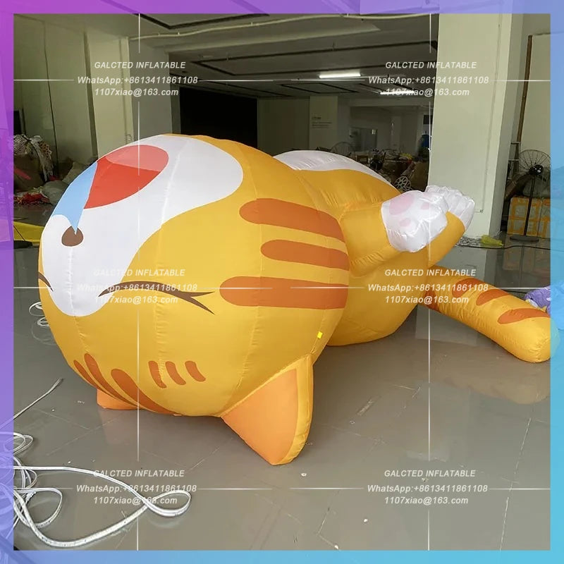 Festival Lucky Cat Mall Outdoor Park Inflatable sleeping Orange Cat Model Cat Pet can be hung bar concert stage lighting ads