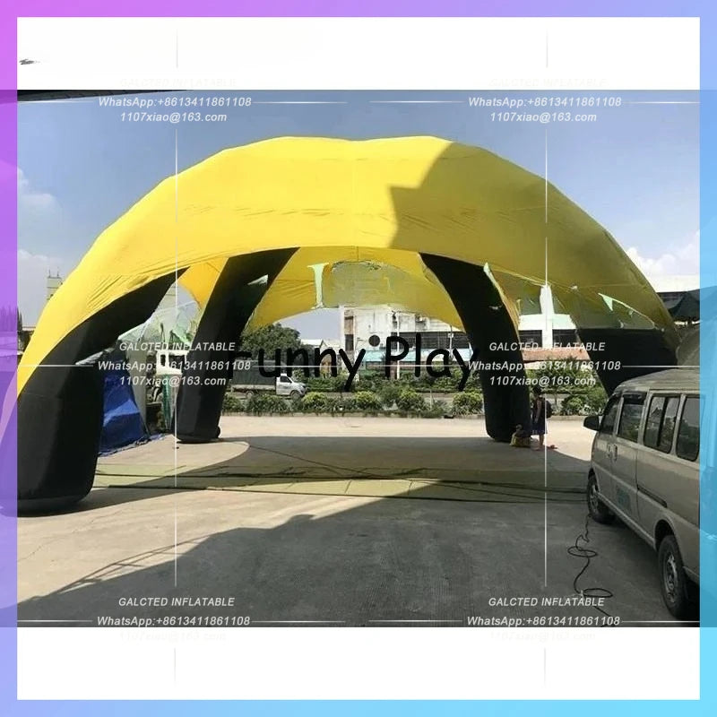 inflatable spider tent Custom made 12x6m 4legs large with yellow cover inflatable car garage tent structure for exhibition
