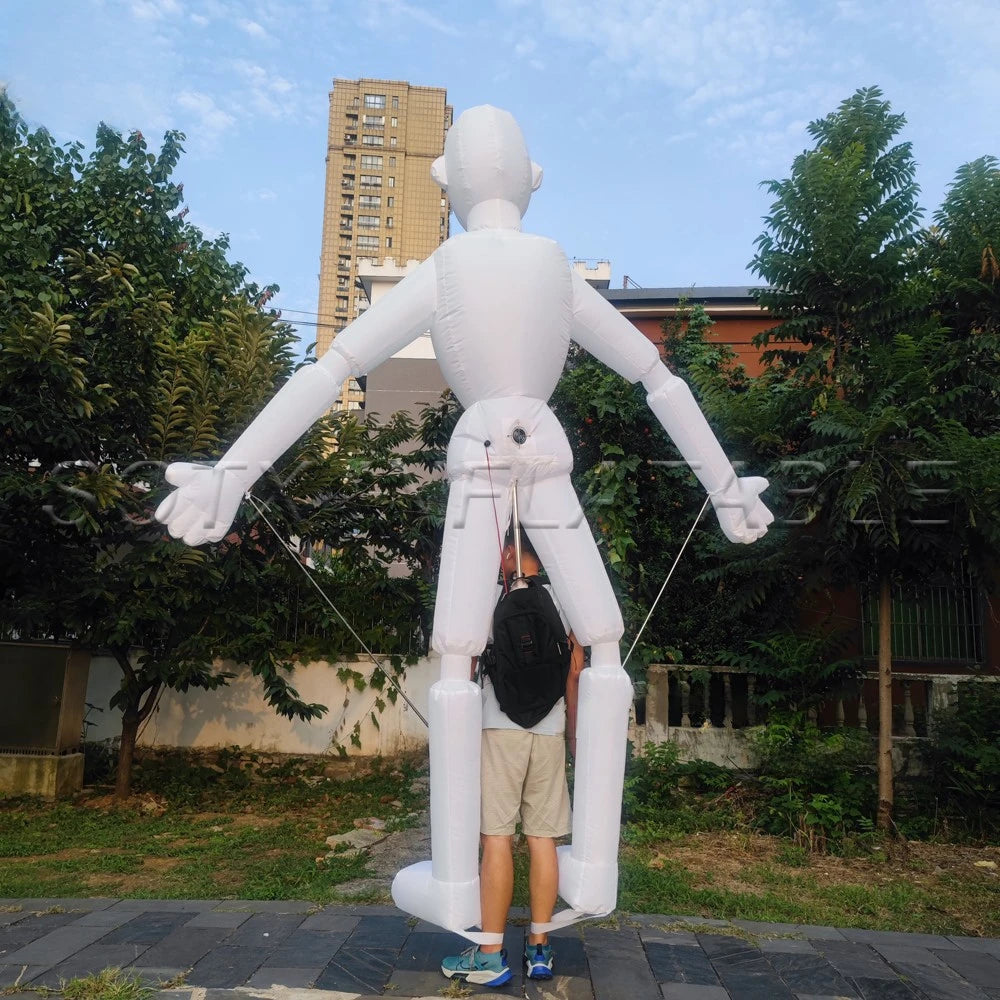 Party Props For Street Walking White Inflatable Man Puppet With Led Lights Large Walking Human Puppet Costume Outdoor Music