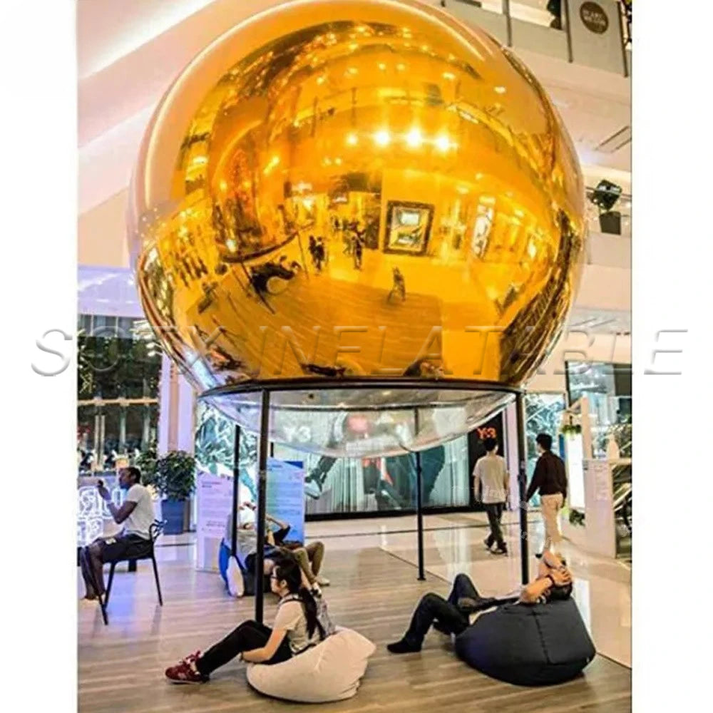 For Outdoor Event Decoration Gold Giant Inflatable Mirror Ball Outdoor Big Sphere Christmas Balloon Inflatable Golden Ball