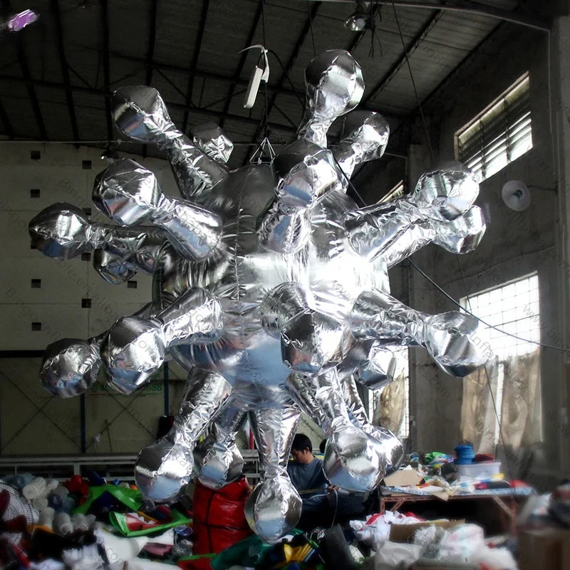 Hanging Silver Inflatable Customized Golden Inflatable Star For Event Decoration