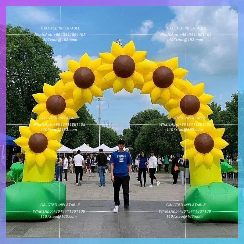 yellow ballon chrysanthemum 3X4M inflatable sunflower arch outdoor park advertising decoration