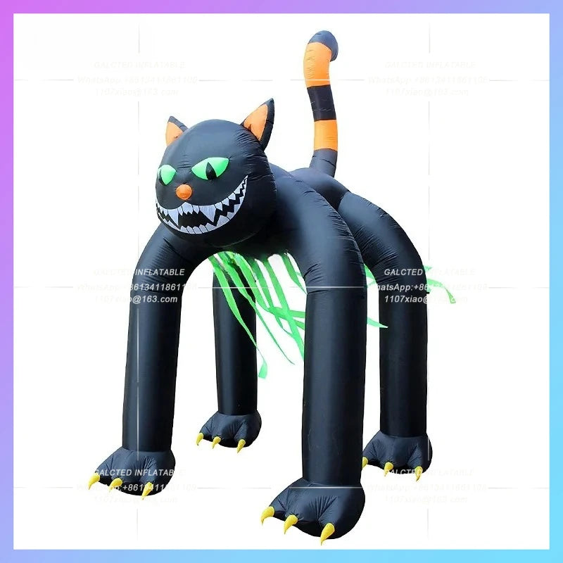 Inflatable Black Cat Arch Halloween Customized 3.2x2.5x4 Meters  Decoration For Sale