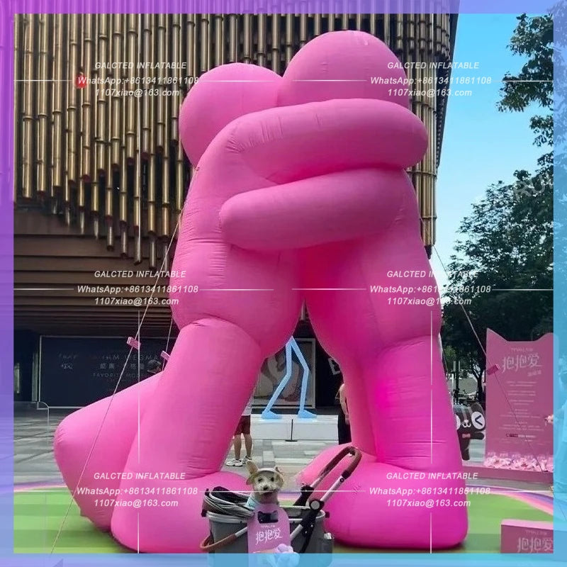 inflatable embrace people cartoon Pink 4meter charactor doll for building square festival decoration