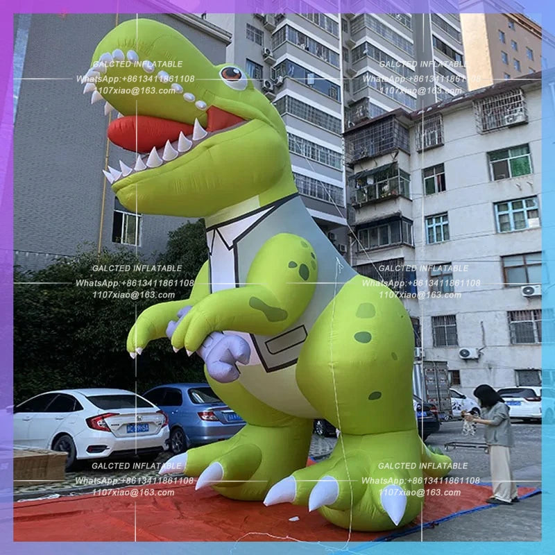 artificial dress take Spanner Tyrannosaurus Inflatable green dinosaur model cartoon  rex children's playground embellishment