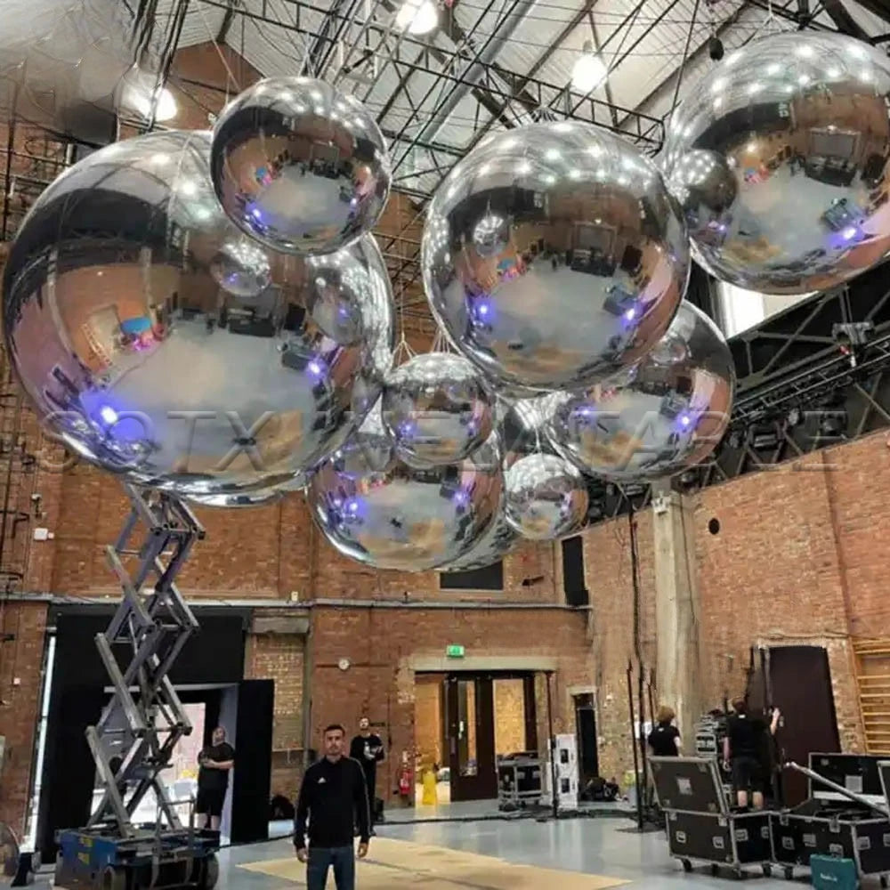 With 2 Pumps 1 Pack Silvery Pink Inflatable Mirror Ball Balloon Free Shipping Giant Mirror Sphere